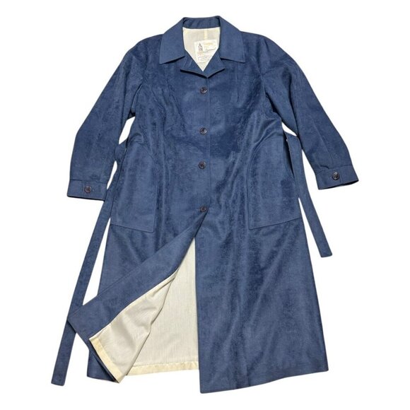 VINTAGE LONDON FOG Rainskins Blue Waterproof Rain Trench Coat Womens 16 - Picture 1 of 6